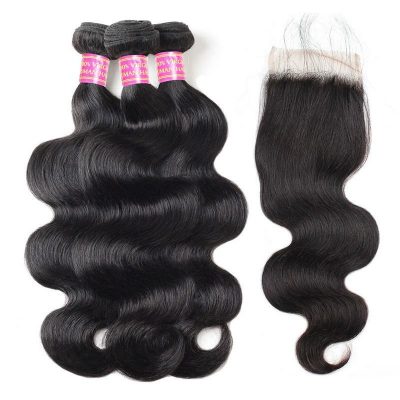 Mink Brazilian Loose Wave 3 Bundles With Lace Closure Soft Hair