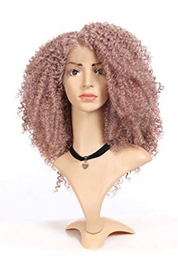 Kinkys Curly Afro Lace Front Wigs Synthetic 16 Inch L Part (2)