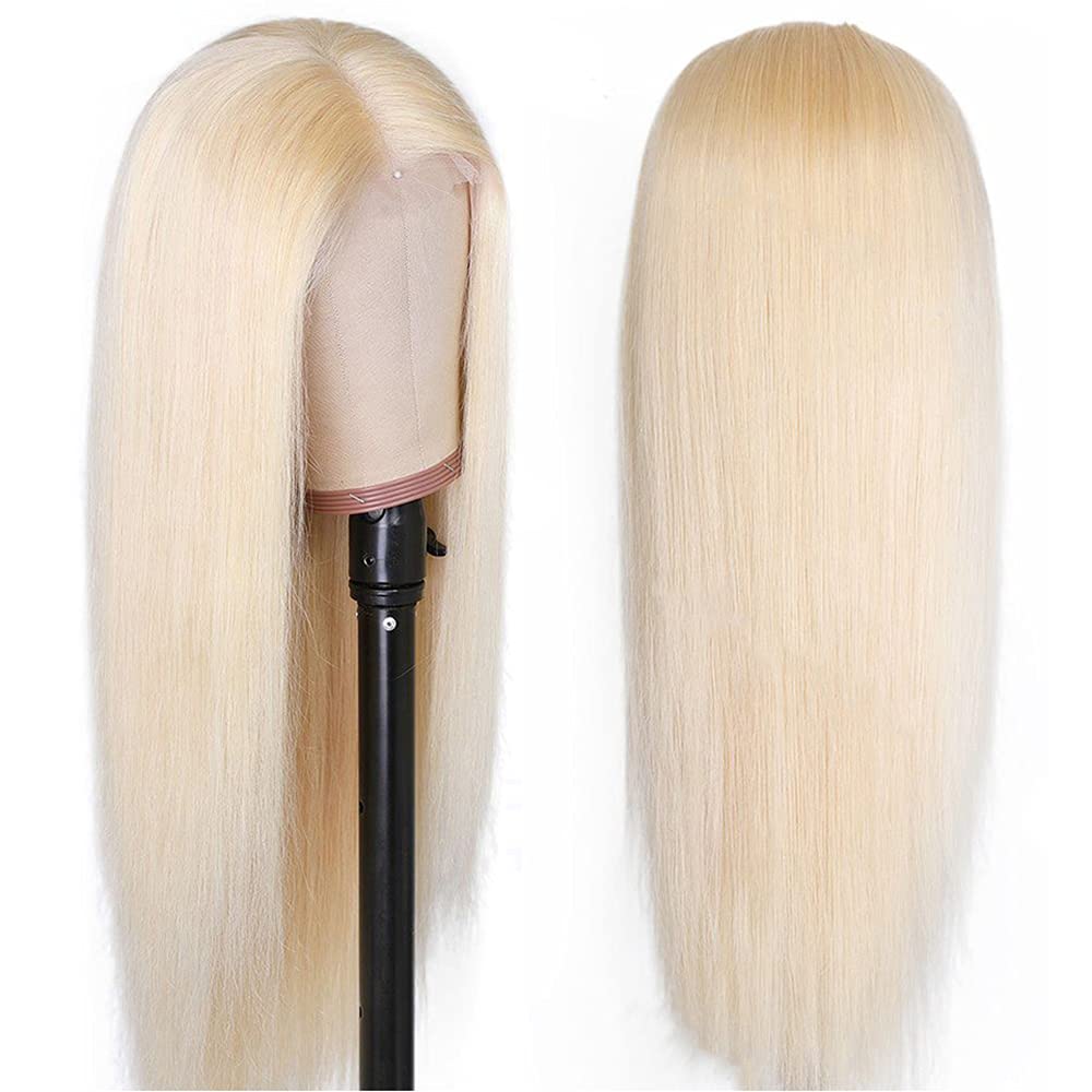 613 Blonde Wigs Long Blonde Straight Wigs for Women 4×4 Lace Front Wigs with Natural Baby Hair Middle Part Wig Synthetic Heat Resistant Fiber Wigs (20 Inch)-0